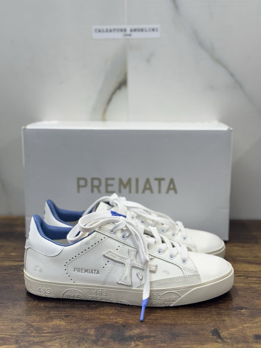 Premiata Steven Sneaker Pelle Bianca Casual Premiata Scarpa Uomo 39