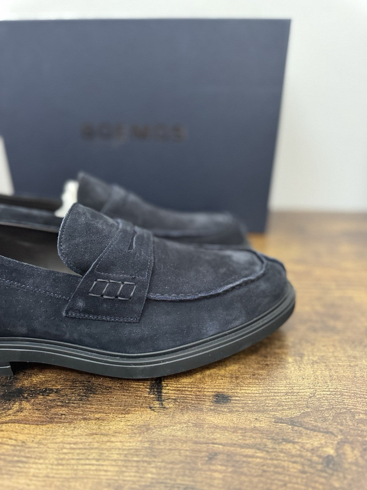 Boemos Mocassino Suede Blu    100% Made In Italy Casual  Uomo 44