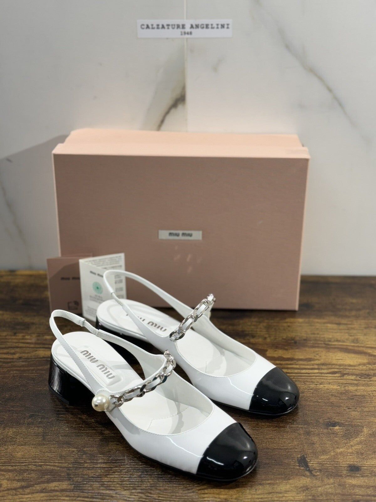 Miu Miu Decollete' Slingback In Vernice Bicolore Luxury Miu