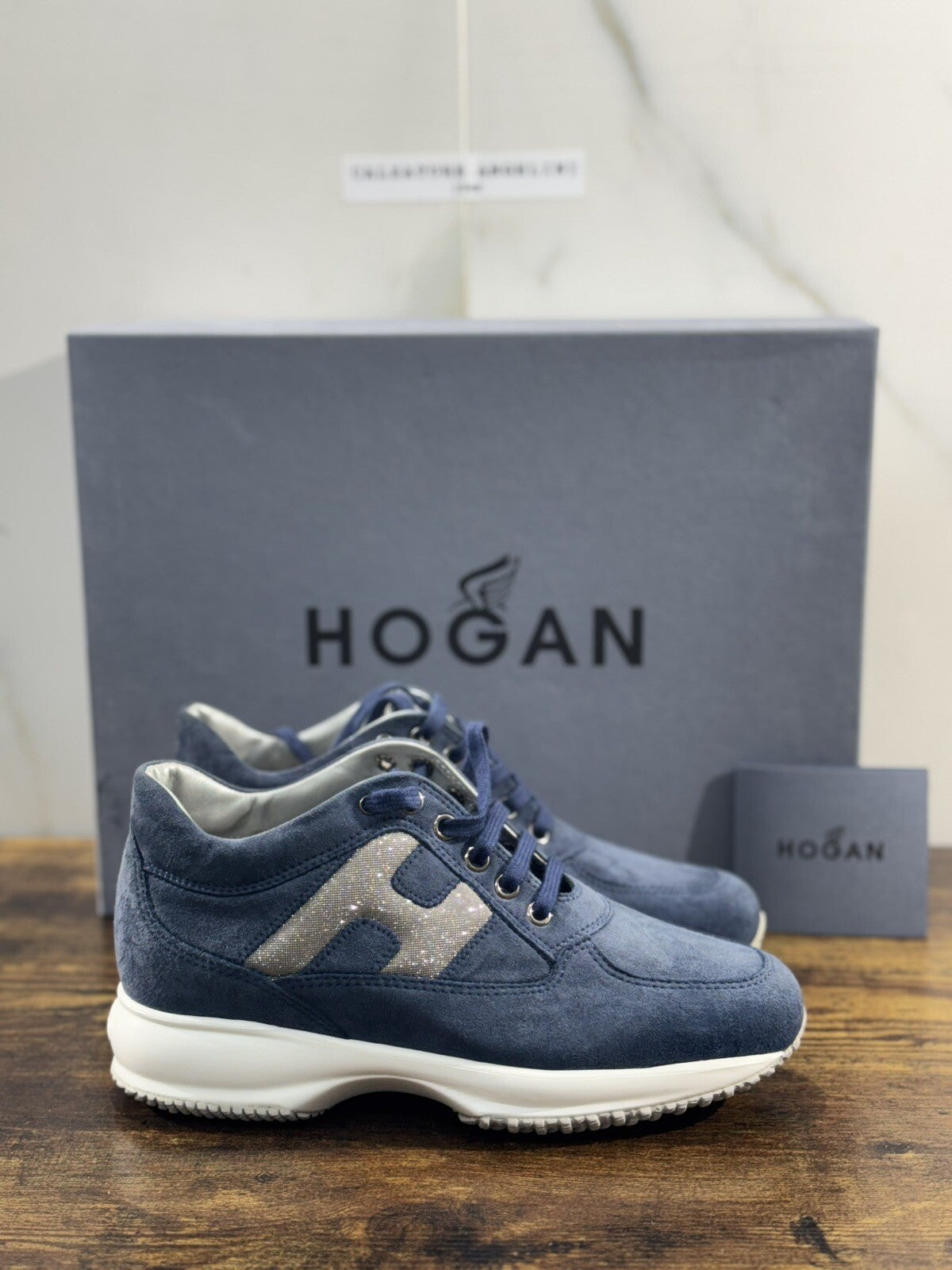 Hogan Interactive Donna Sneaker  H Spezzata Suede Blu Luxury Hogan 35