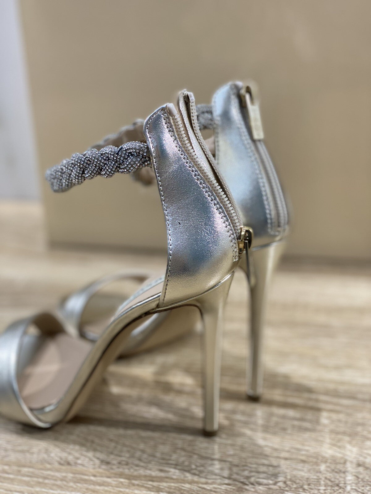 Ninalilou Sandalo donna pelle Platino  luxury sandal Swarovski ninalilou 36