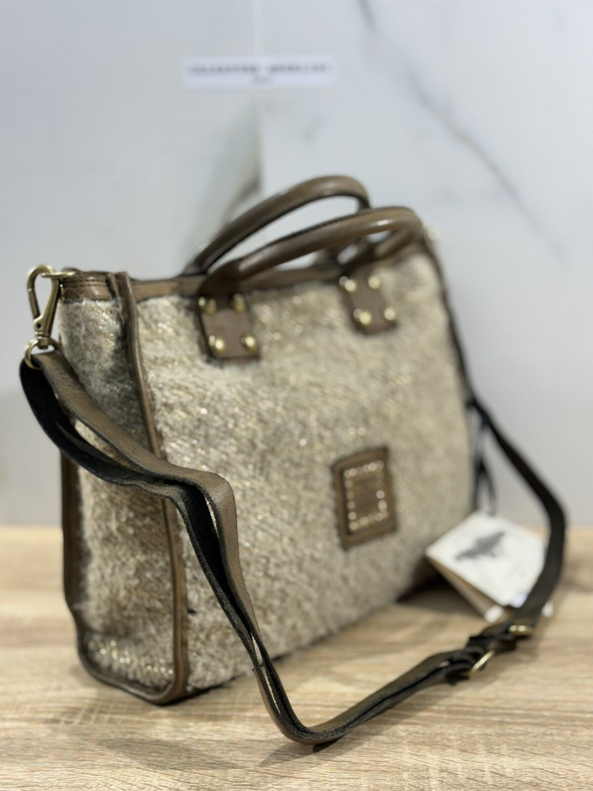 Campomaggi Borsa Donna Shopping Vacchetta Tessuto Verde Militare Luxury Bag 