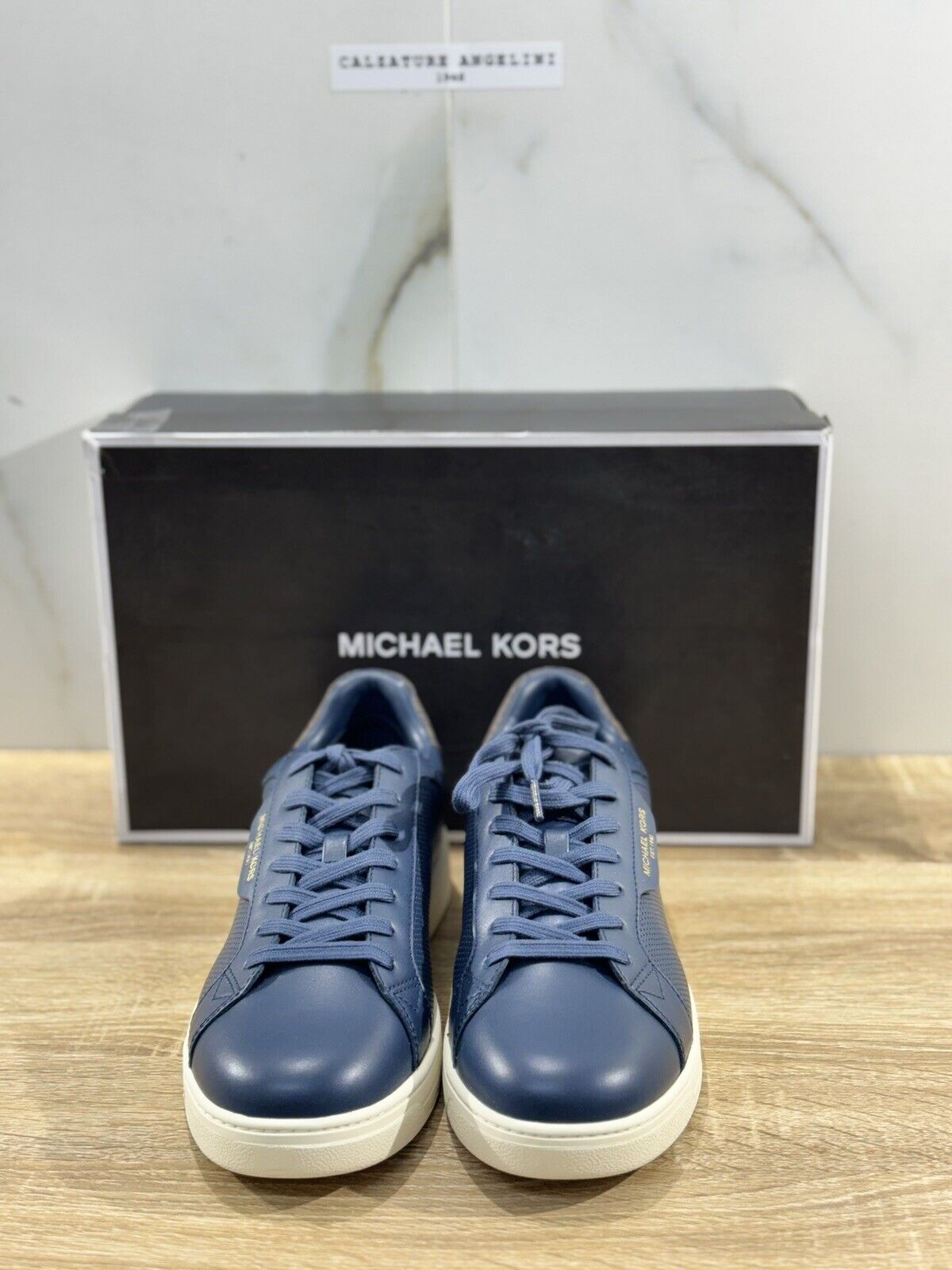 Michael Kors Sneaker Uomo Keating Lace Up Pelle Blu Casual Men Shoes 43.5