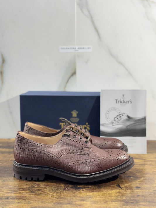Tricker’s Scarpa Uomo Ilkley Brogue Marrone Goodyear Commando 41.5