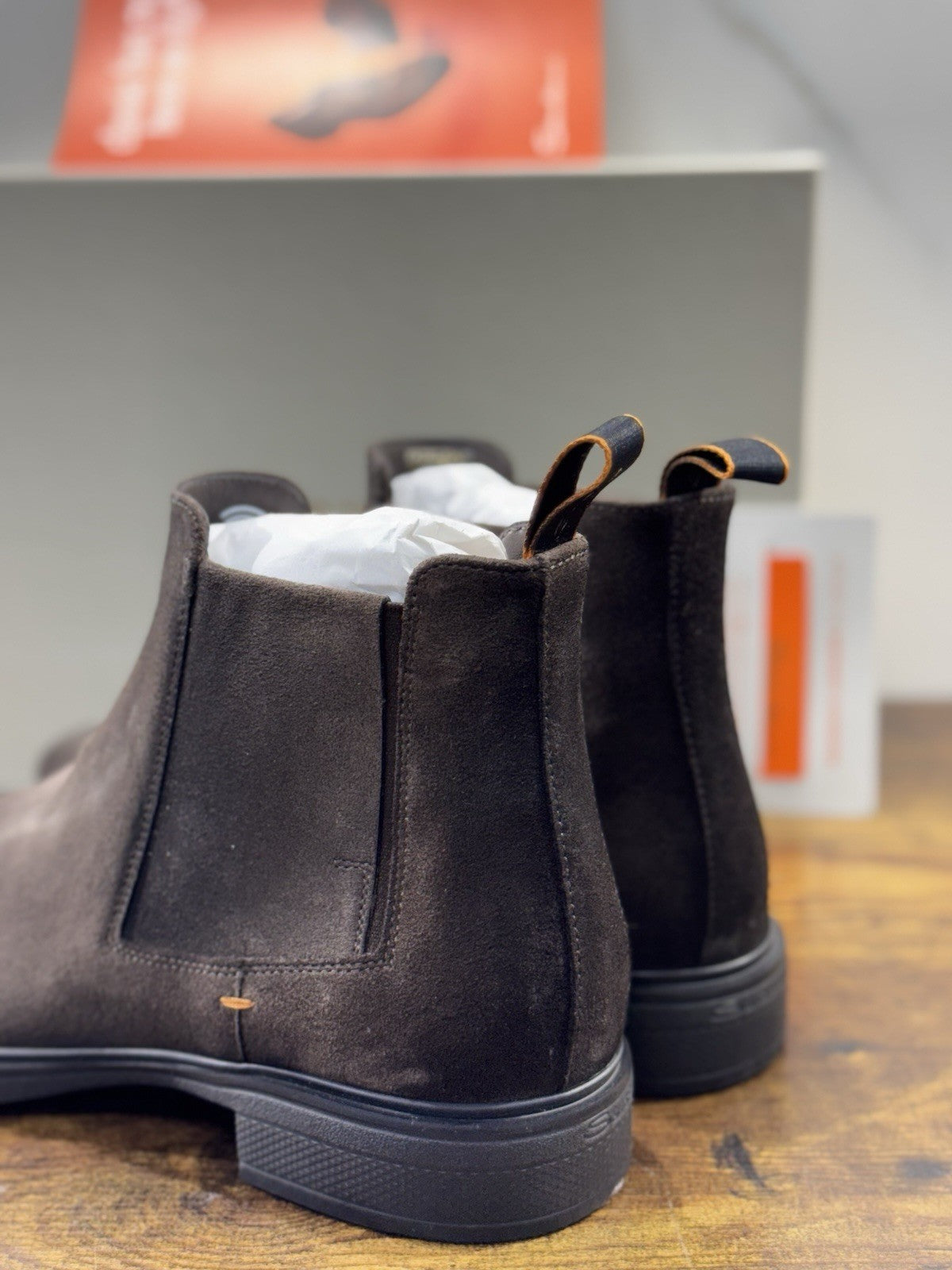 Santoni Chelsea Boot Extra Light  Suede Marrone  Luxury Santoni Uomo 42
