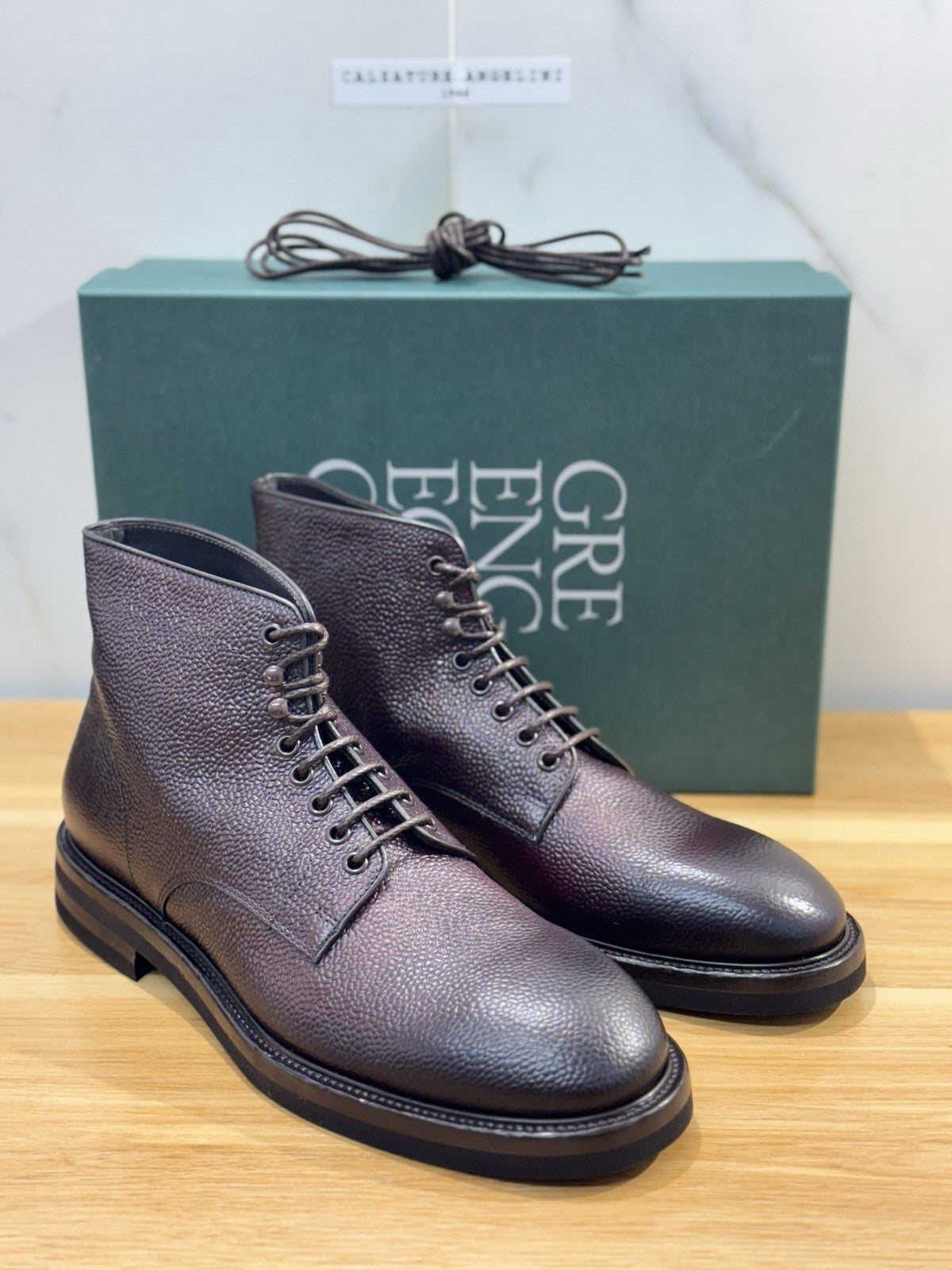 Green George Polacchino Pelle Bordo’ Grain Fondo Vibram Casual Boot Uomo 44