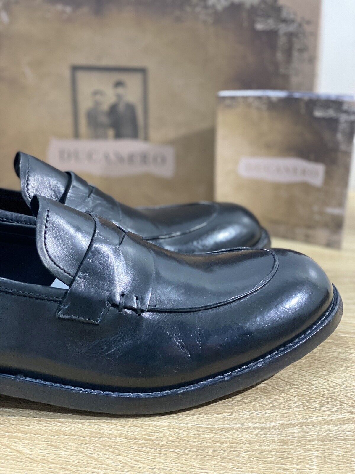 Ducanero Mocassino Uomo Pelle Nera Fully Made In Italy Luxury Artisan 44