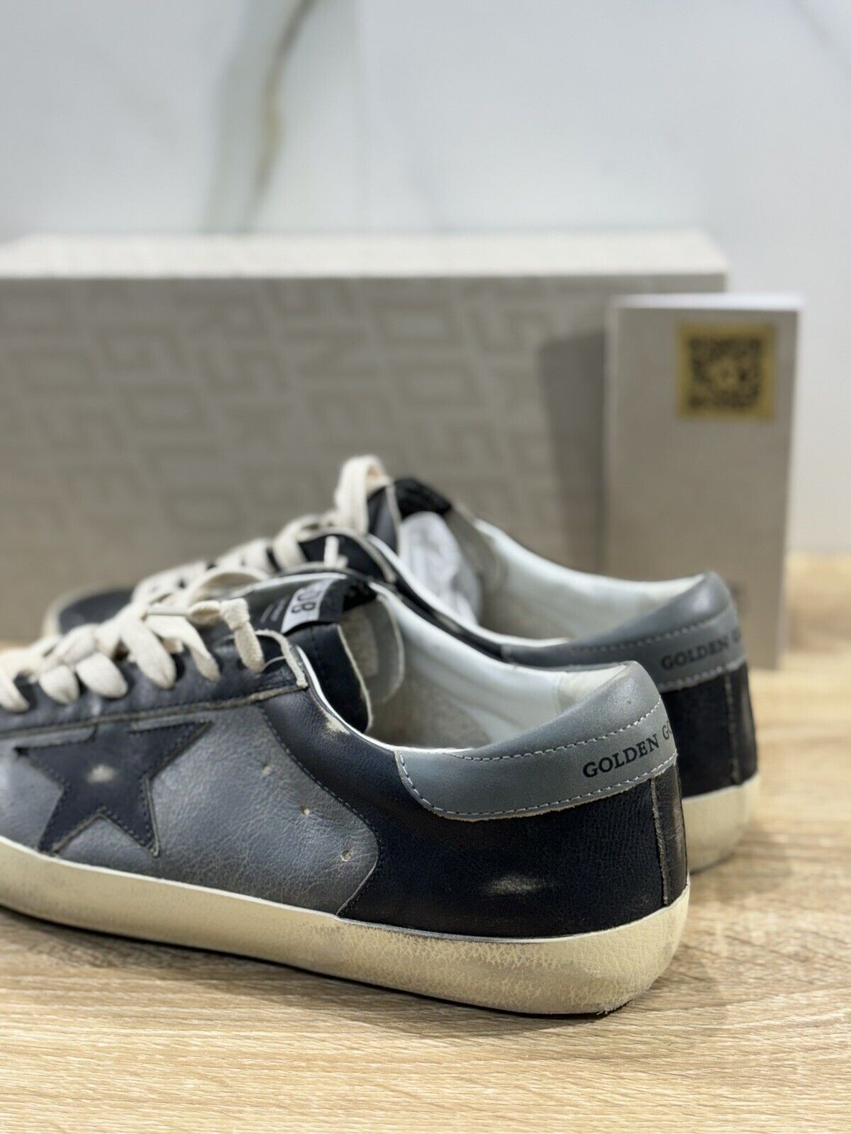 Golden Goose Sneaker Uomo Super Star Nero Grigio  Pelle Luxury Men Sneaker 41