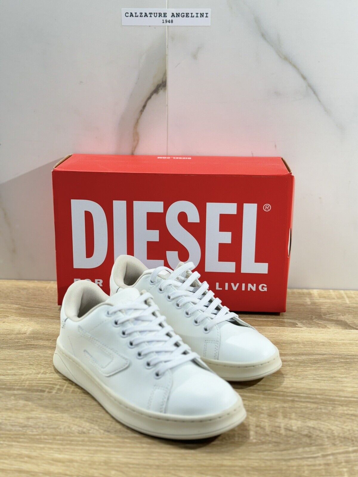 Diesel Sneaker Donna Athens Low E  Casual Pelle Bianca  Extra Light 38