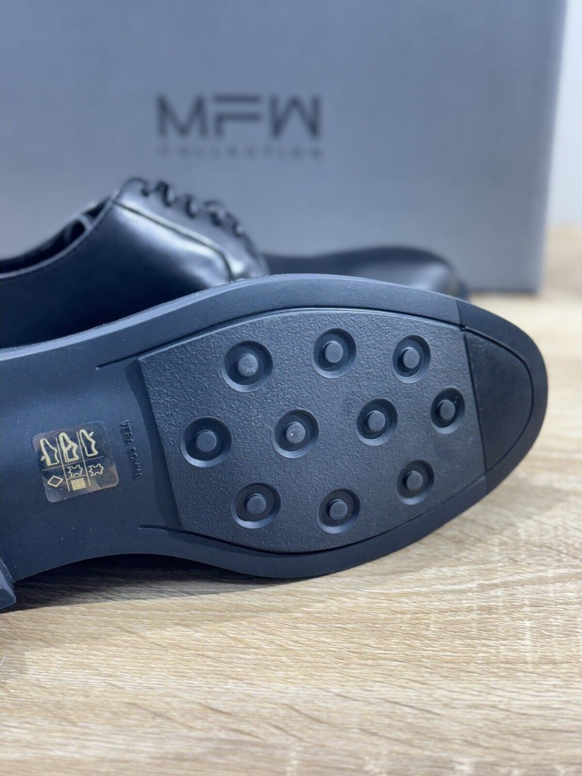 Marco Ferretti Derby  Uomo Fondo Gomma Casual Loafer Pelle Nero ’ 44