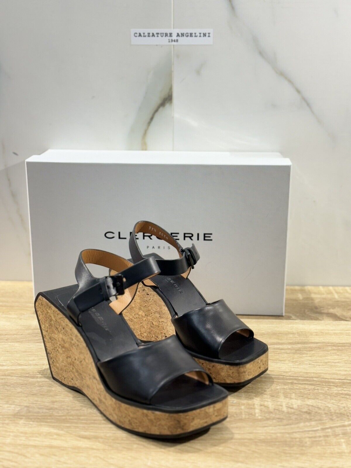 Clergerie Sandalo Donna Zeppa Effy  Pelle Nero  Luxury Clergerie Sandal 37