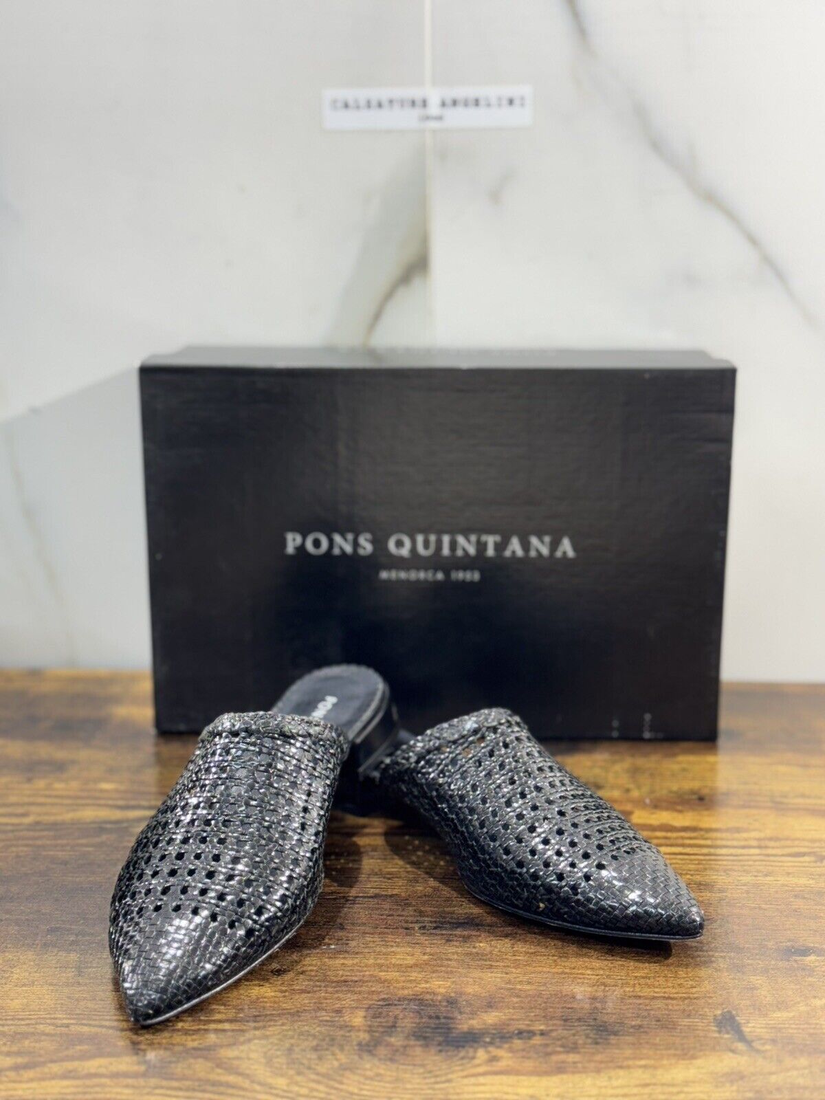 Pons Quintana Sabot  Donna     Pelle Nero  Handmade 37