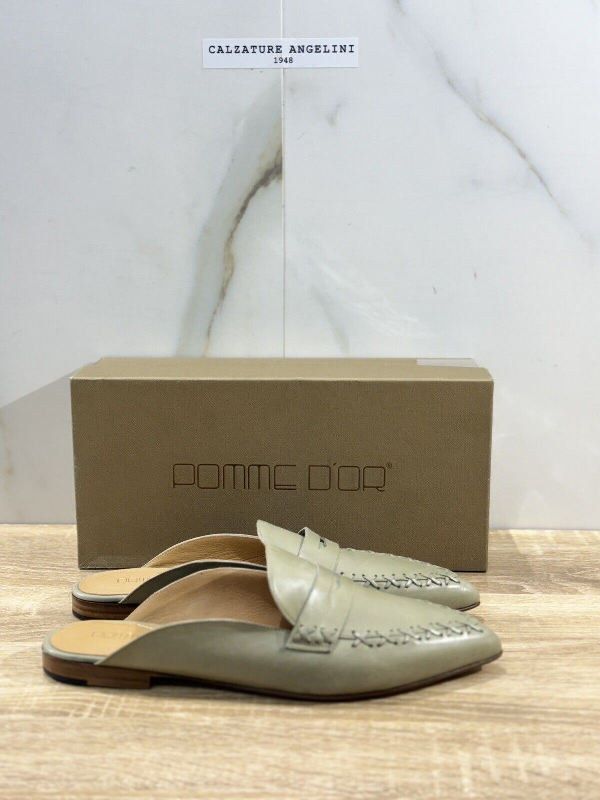 Pomme D’or Mules Donna Pelle Dusty Green  Luxury Handmade Woman Pomme D’or 39