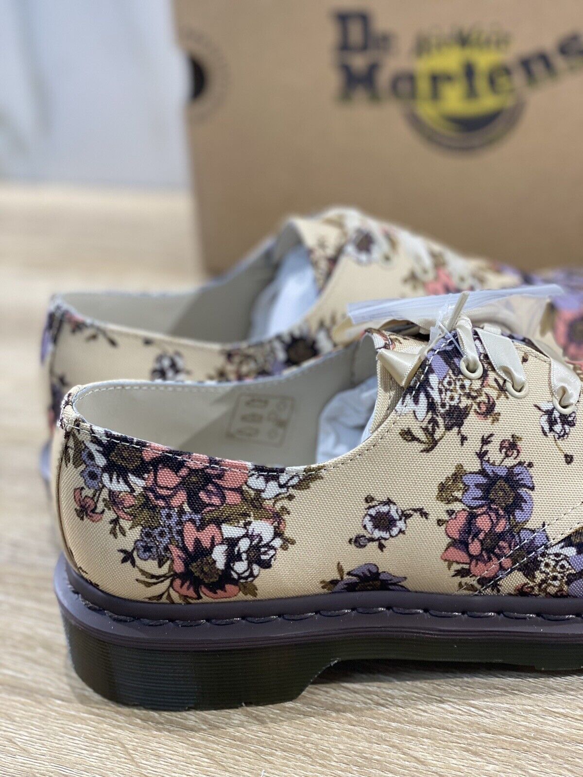 Dr Martens Lester beige floral canvas scarpa Donna original 40