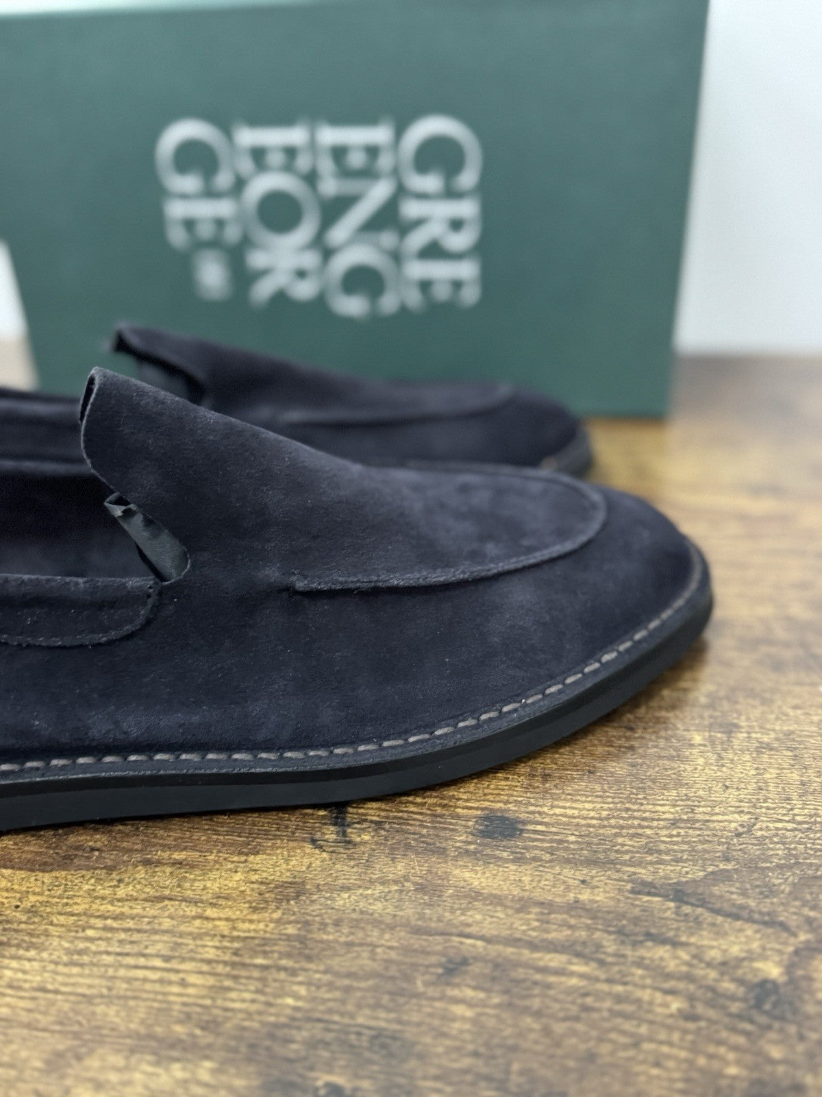 Green George Mocassino Summer Walk  Suede Blu   Handmade In Italy Uomo 45