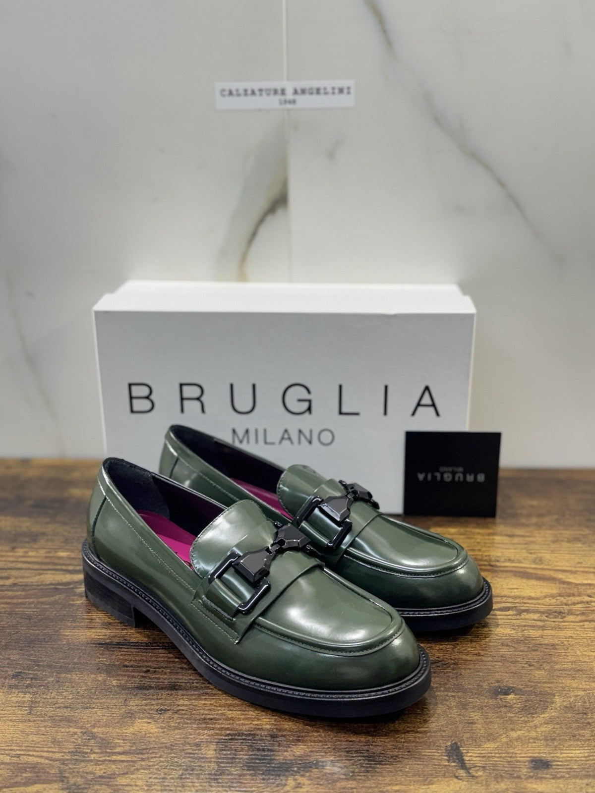 Bruglia Milano Mocassino Verdone   Pelle  Top Quality Scarpe Donna 40