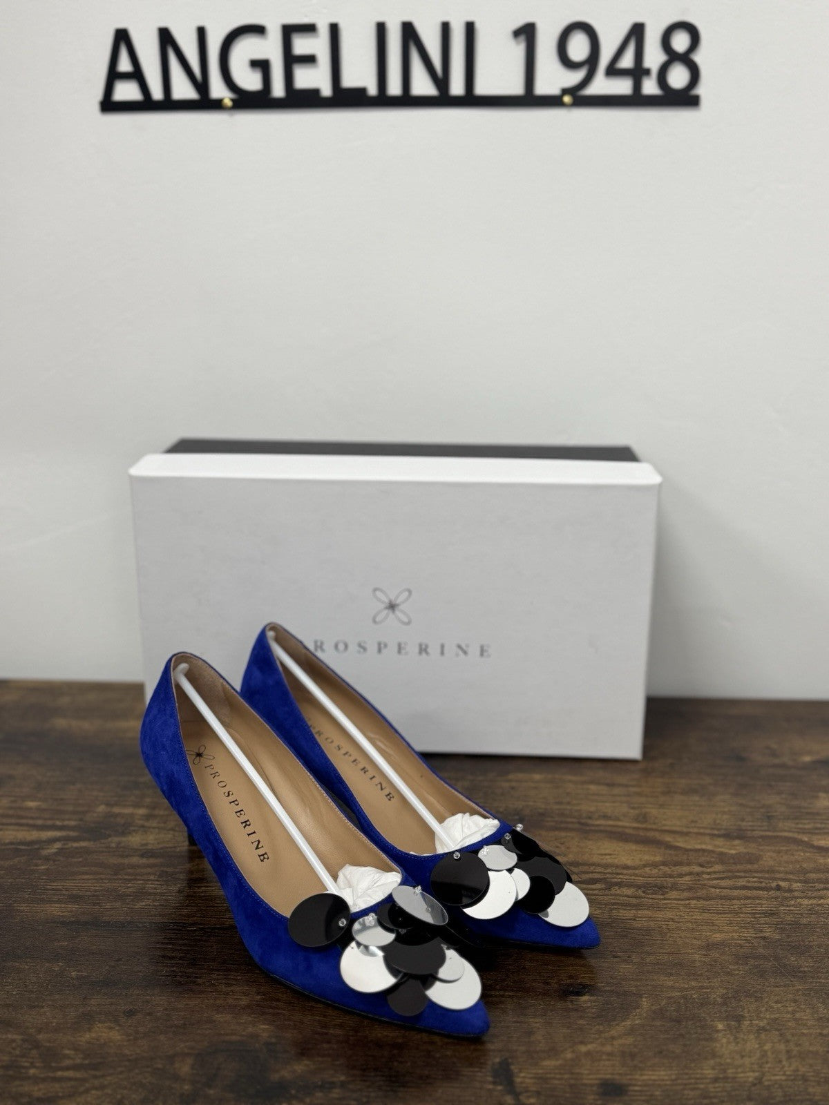 Prosperine Décolleté Pelle  Suede Bluette  Con Tacco  Scarpa Donna 40
