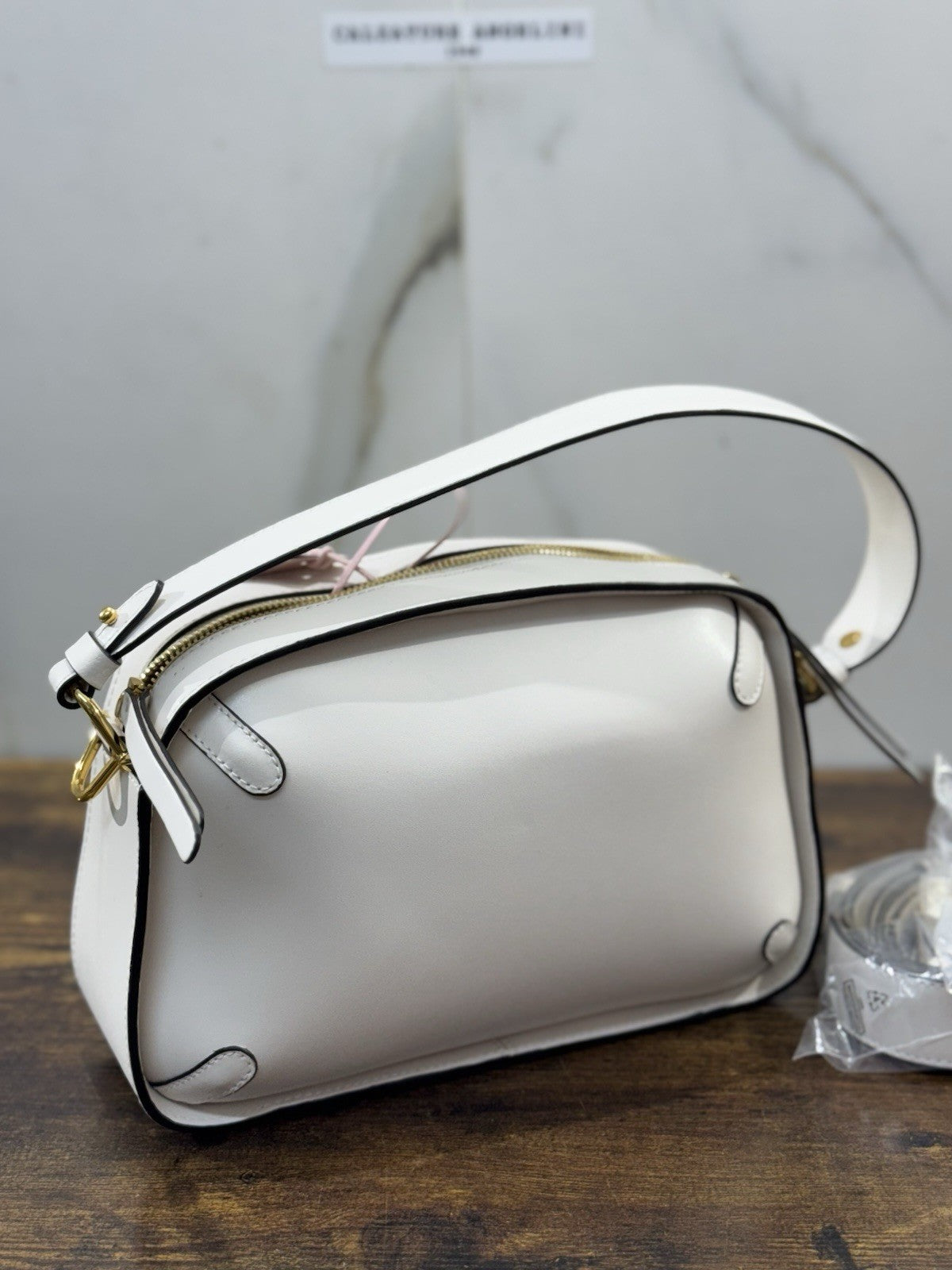 Coccinelle Borsa Maleta Pelle Bianca  100% Pelle Made In Italy Donna