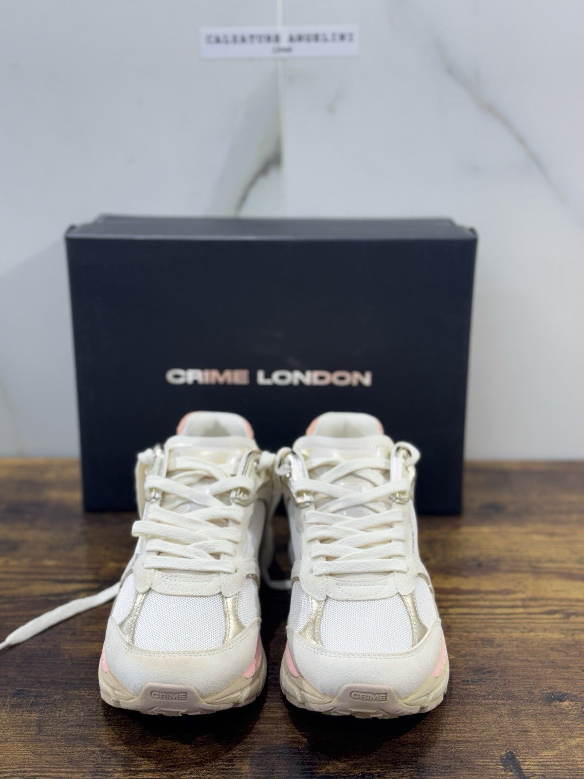 Crime London Sneaker Fugitive Suede  Pelle Bianca Donna 36