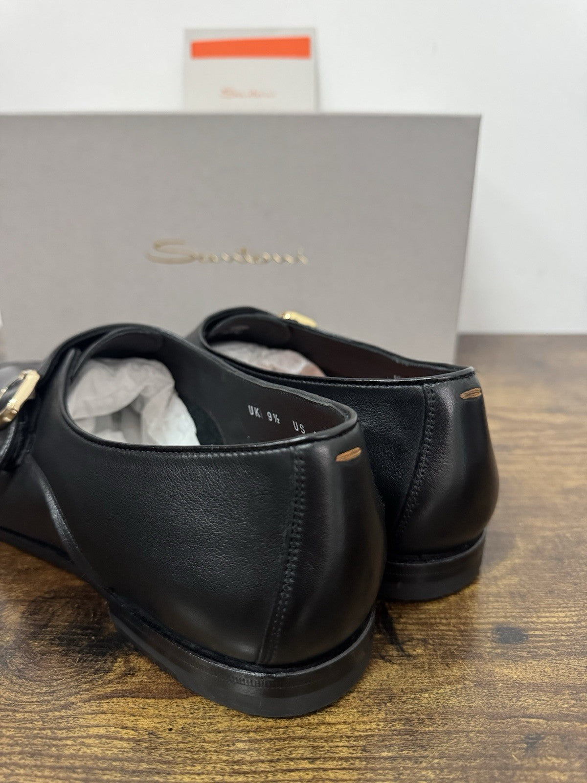 Santoni Mocassino Mono Buckle Goodyear Pelle Nero  Luxury Santoni Scarpa 43.5