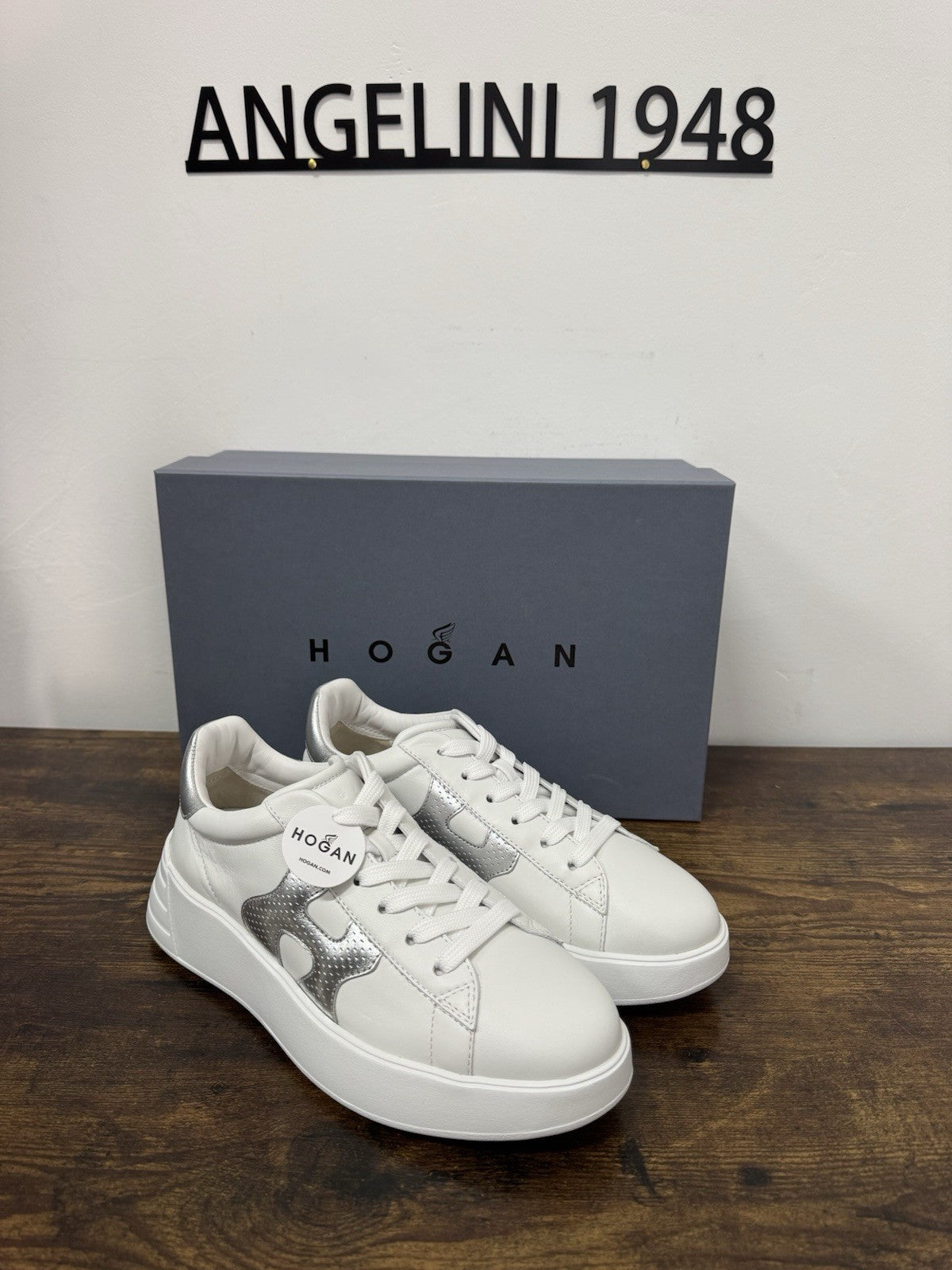 Hogan Rebel H562 Sneaker Pelle Bianco Argento Casual Donna 38.5