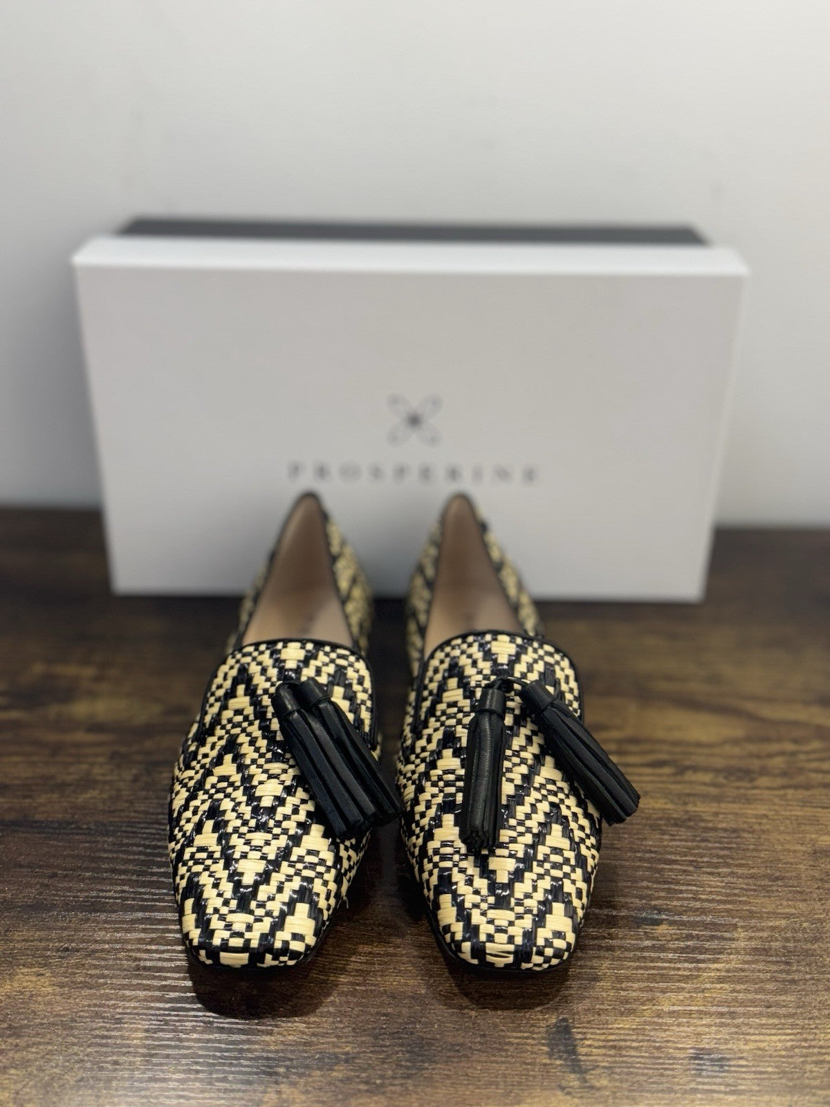 Prosperine Mocassino In Raffia Nero Beige Nappine  Casual Flat Shoes Donna 37