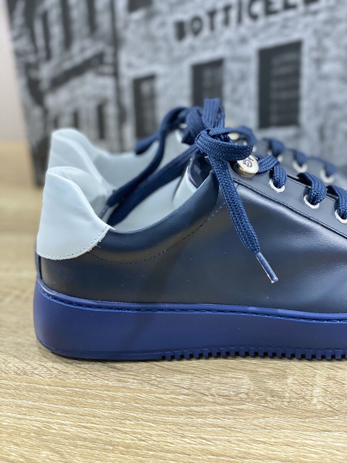 Botticelli Scarpa Uomo Icon Sneaker In Pelle Blu Luxury Made In Italy 40