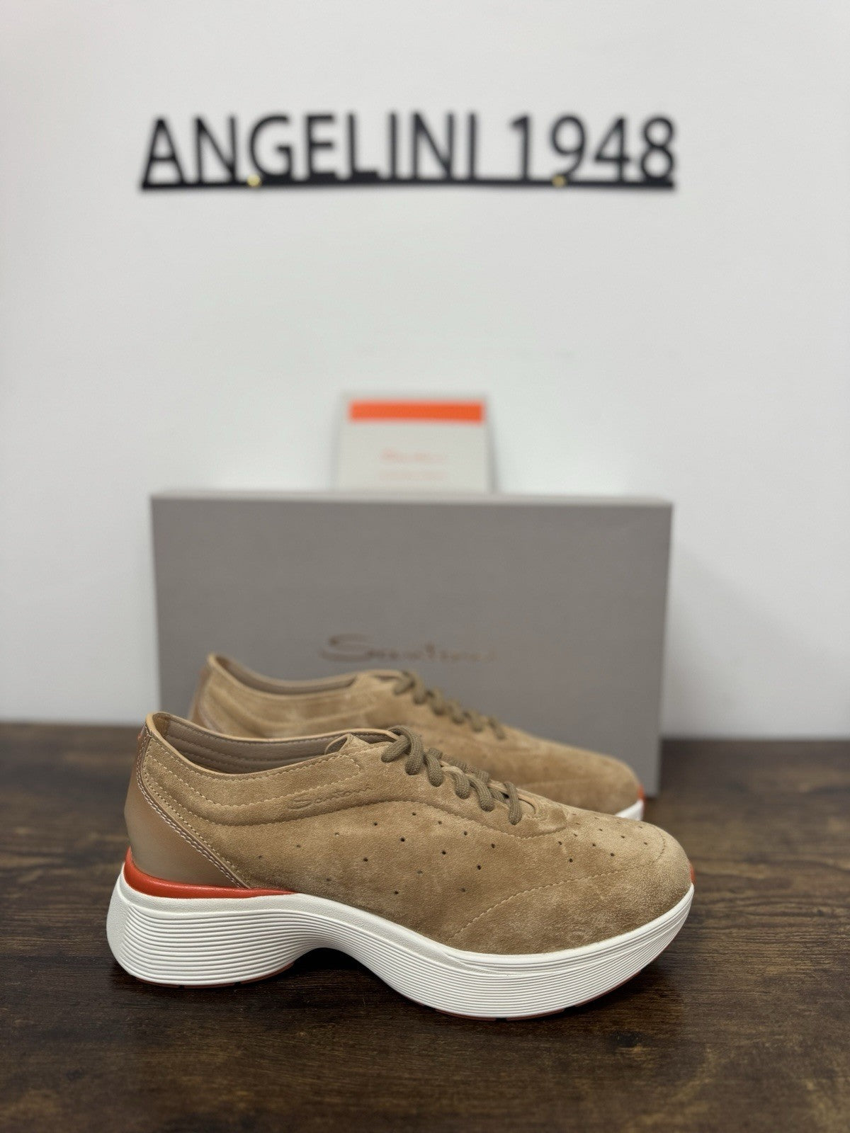 Santoni Sneaker Easy Bounce Suede Beige Casual Scarpa Santoni 38