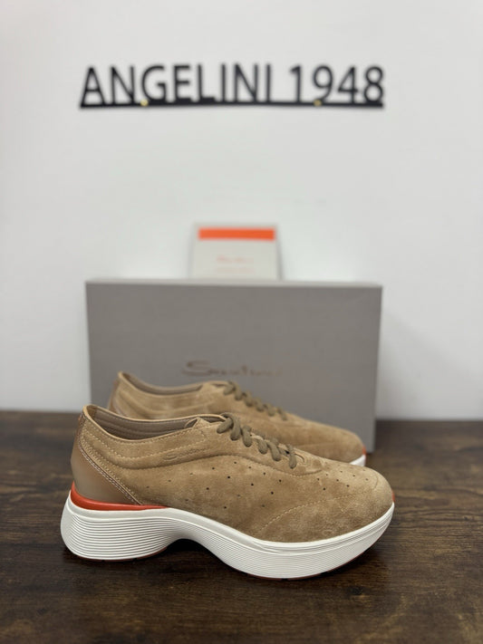 Santoni Sneaker Easy Bounce Suede Beige Casual Scarpa Santoni 38