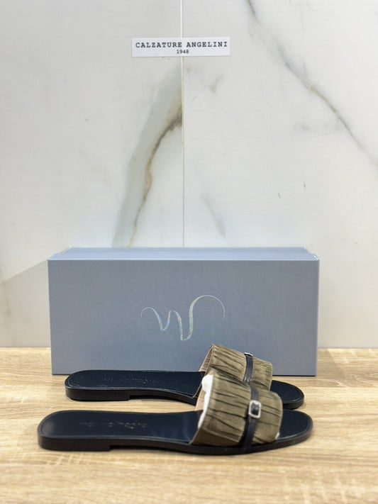 Mia Moltrasio Sandalo Donna Luxury Handmade Verde  Nero Casual Sandal 42