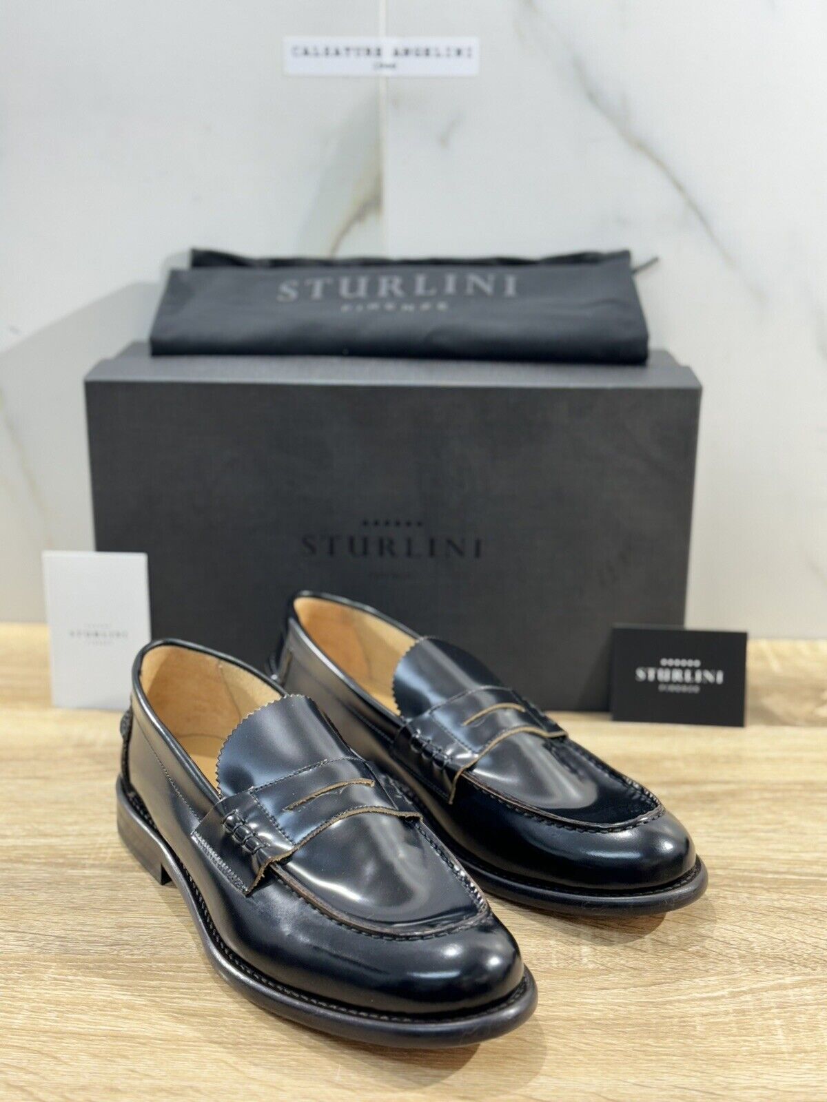 Sturlini Firenze Mocassino  Uomo Pelle Nero ’ Luxury Craftmanship Men 43.5