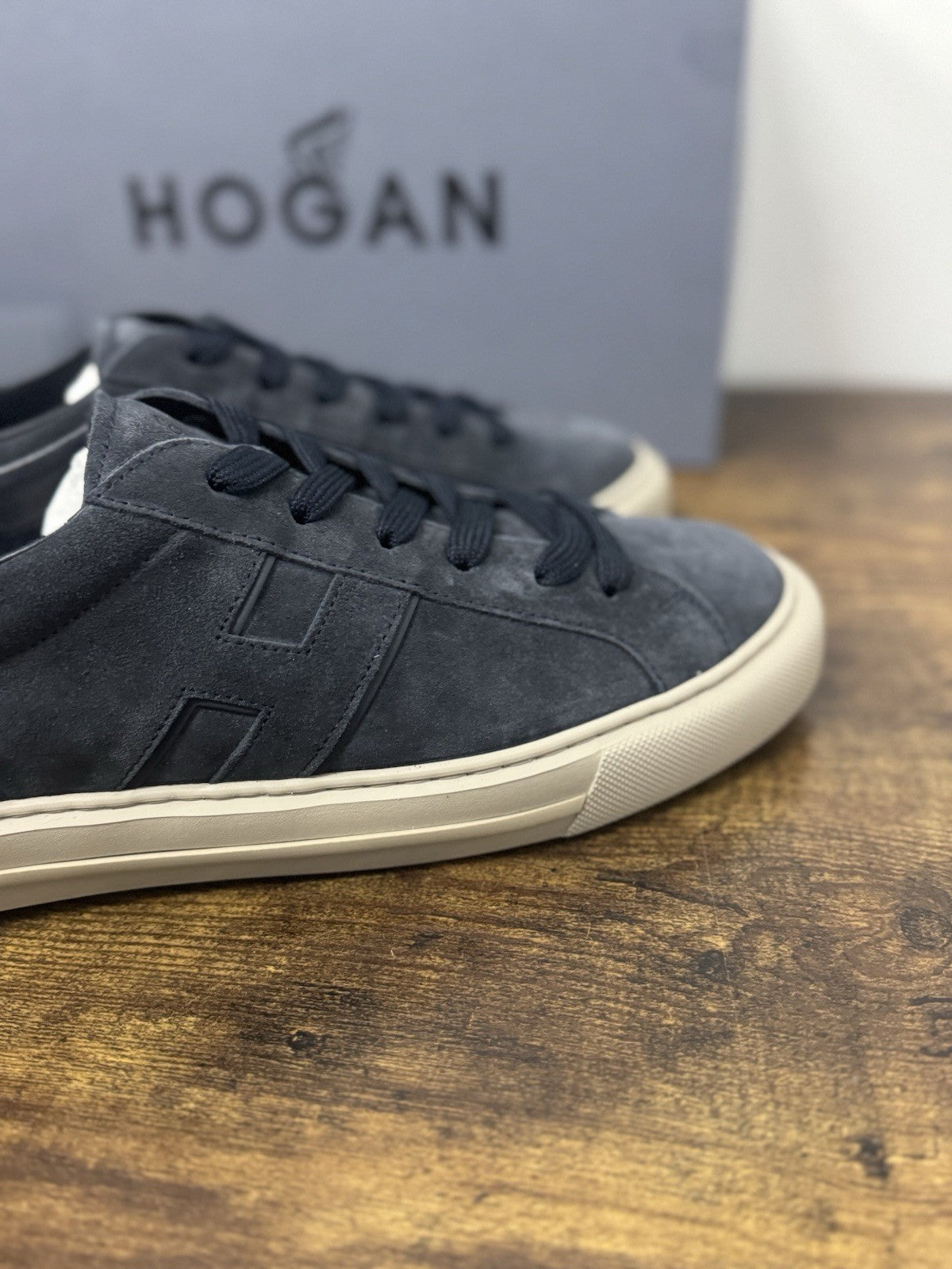 Hogan H691  Sneaker Pelle Suede Blu    Memory Foam Scarpa Hogan Uomo 44