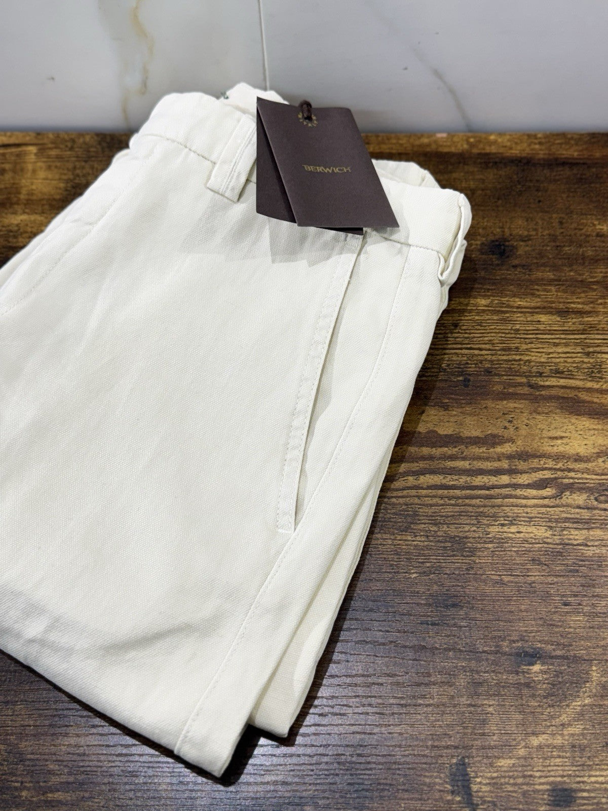 Berwich Pantalone Cotone E Lino Chiaia Avorio Made in Italy  Uomo 44