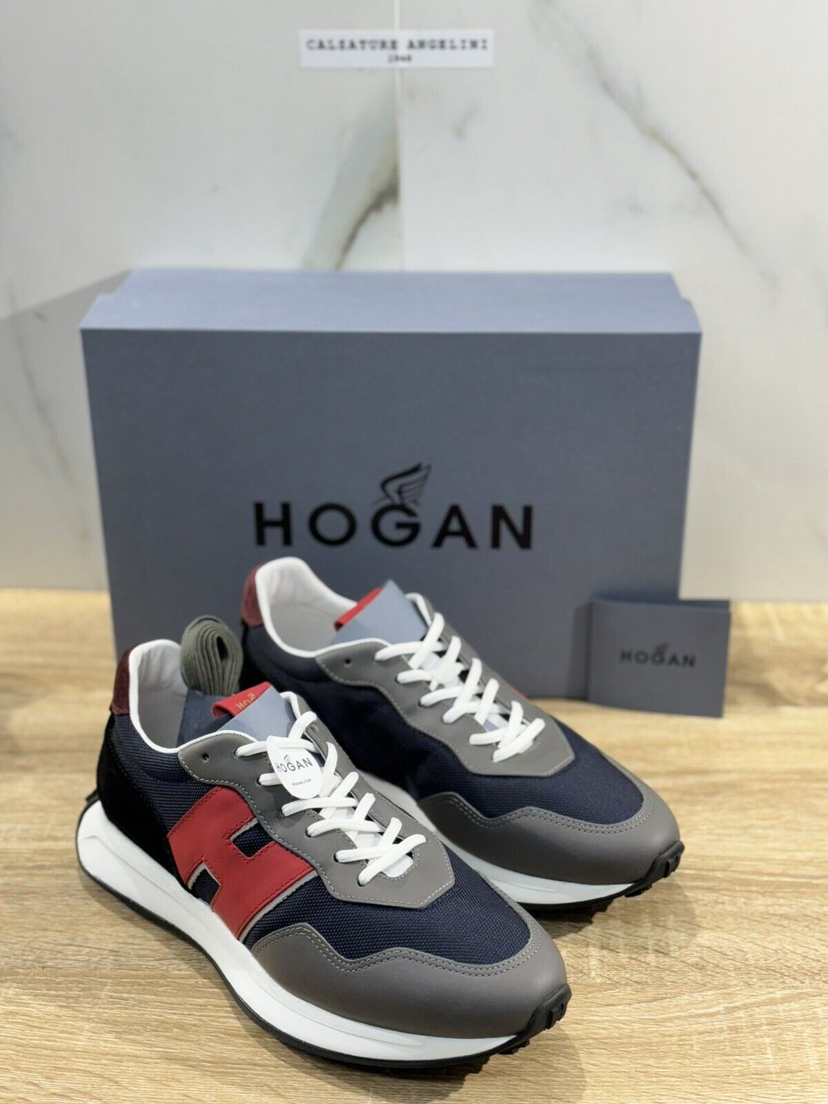 Hogan H601 uomo sneaker Pelle Grey Blu   memory foam Luxury Hogan Men Shoes 42