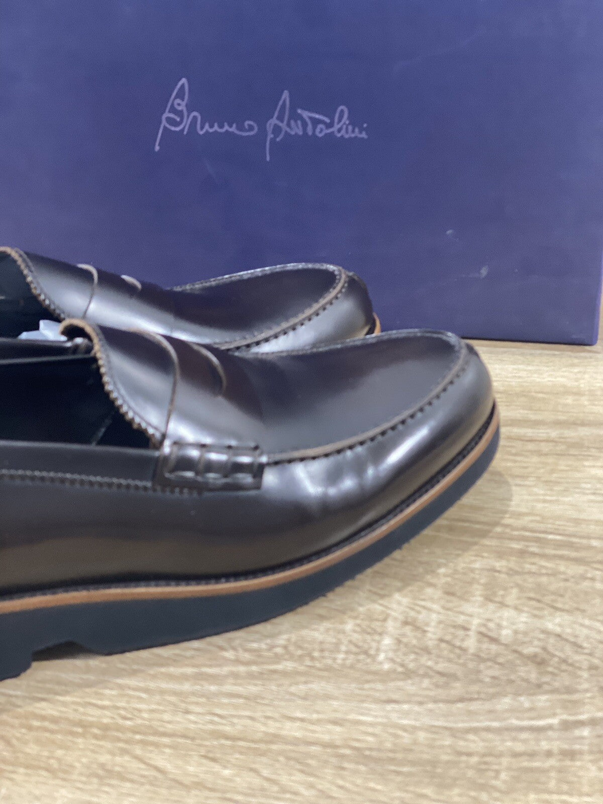 Bruno Antolini Mocassino uomo polish Ebano  fondo Gomma Extra Light 41