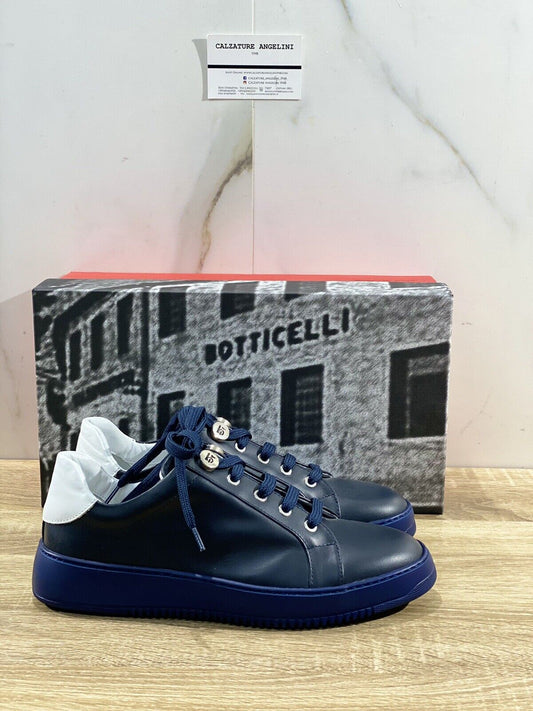 Botticelli Scarpa Uomo Icon Sneaker In Pelle Blu Luxury Made In Italy 40