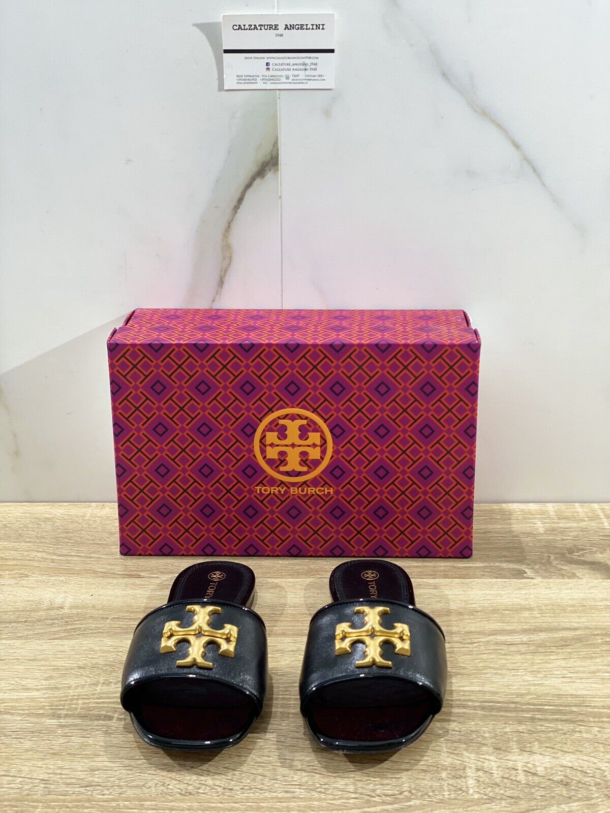 Tory Burch Eleanor Slide   donna pelle Nera Logo luxury woman sandal 37