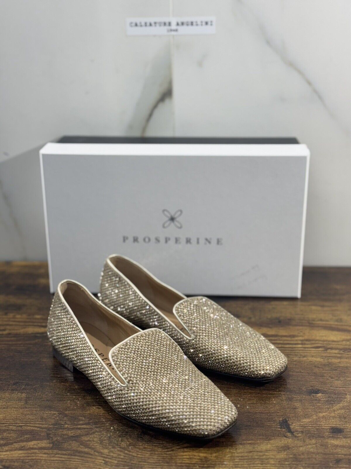 Prosperine mocassino donna in Oro  Strass      luxury made in italy 37