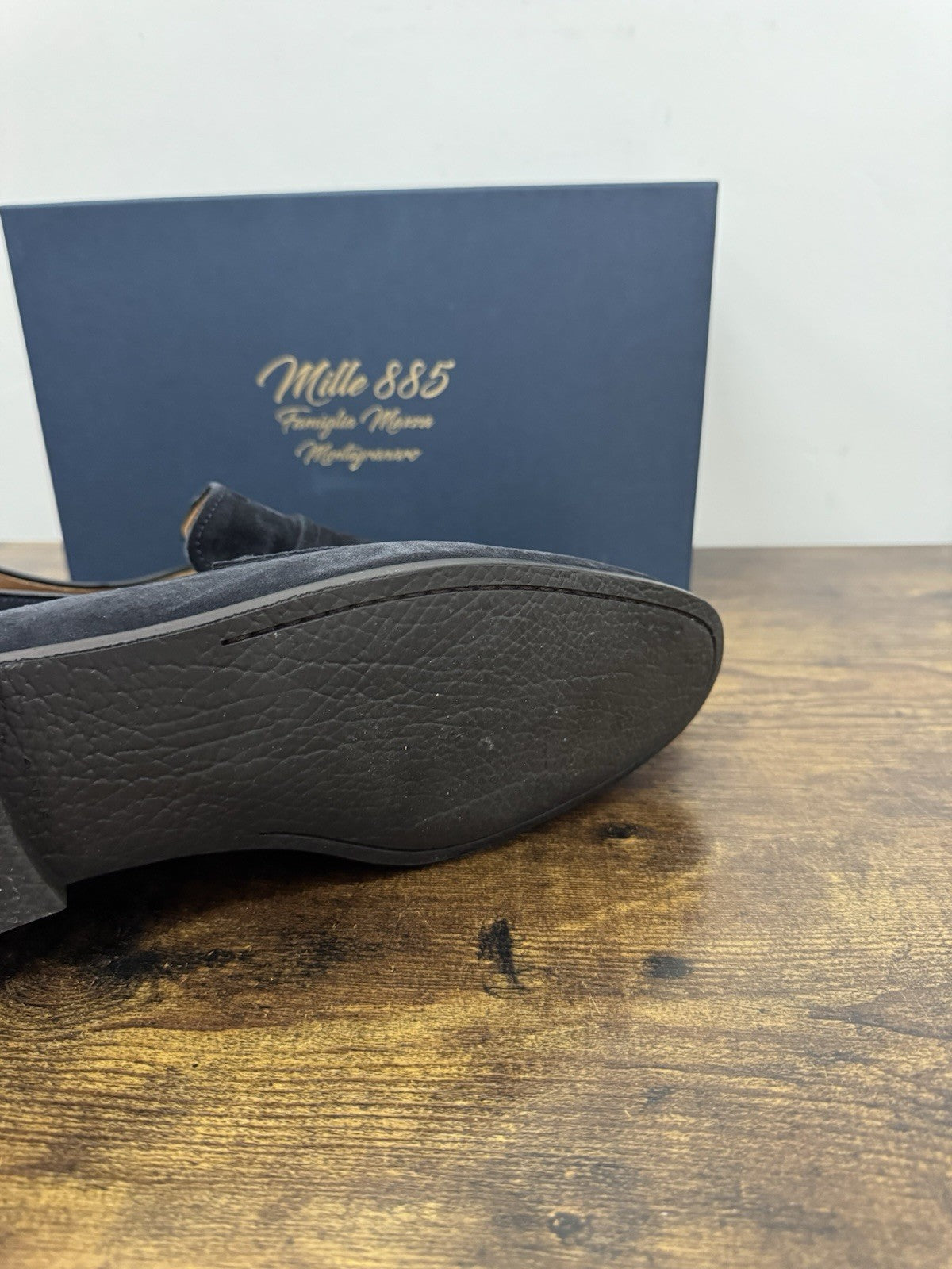 Mille 885 Mocassino Suede Blu  Made In Marche Casual Top Quality Uomo 44