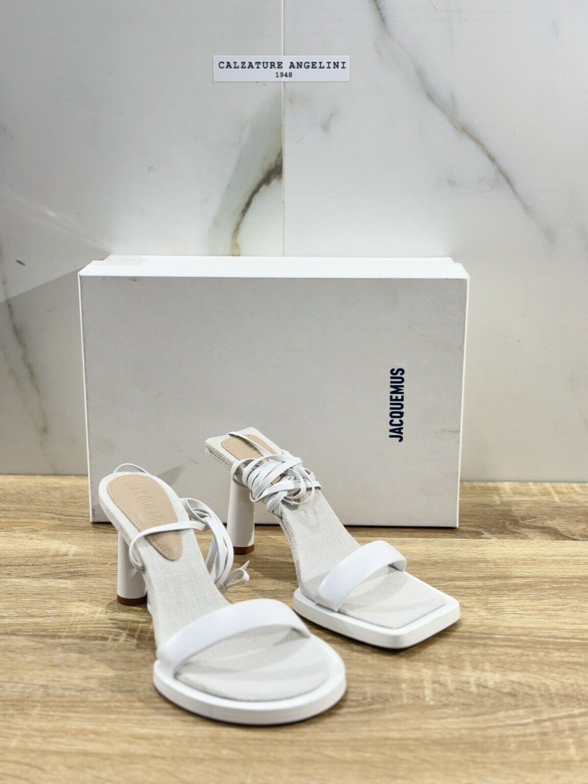 Jacquemus Sandalo Donna Les Carre Rond Pelle Bianco Luxury Jacquemus Sandal 37