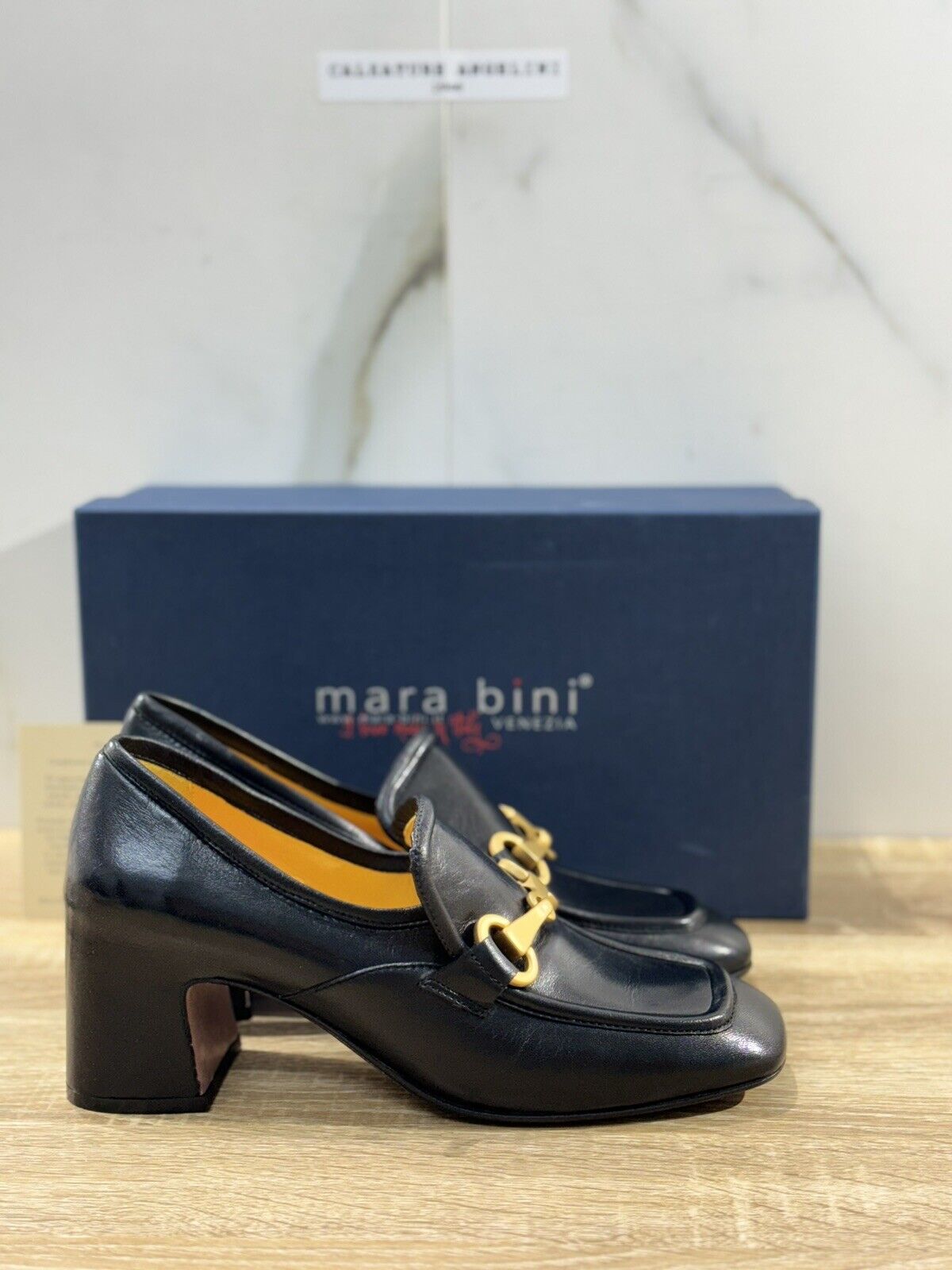 Mara Bini Mocassino  Donna Pelle Nero   Con Tacco   Handmade Sacchetto 39