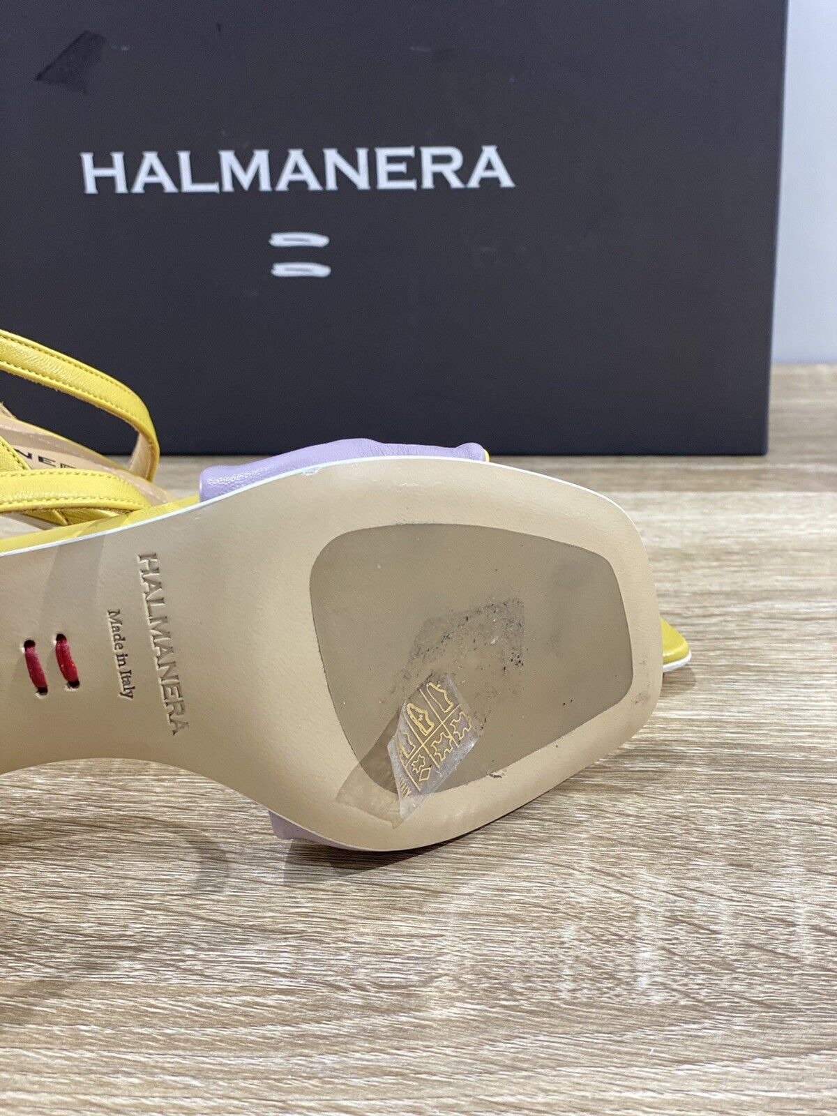 Halmanera Sandalo donna  in pelle Malva Giallo  36