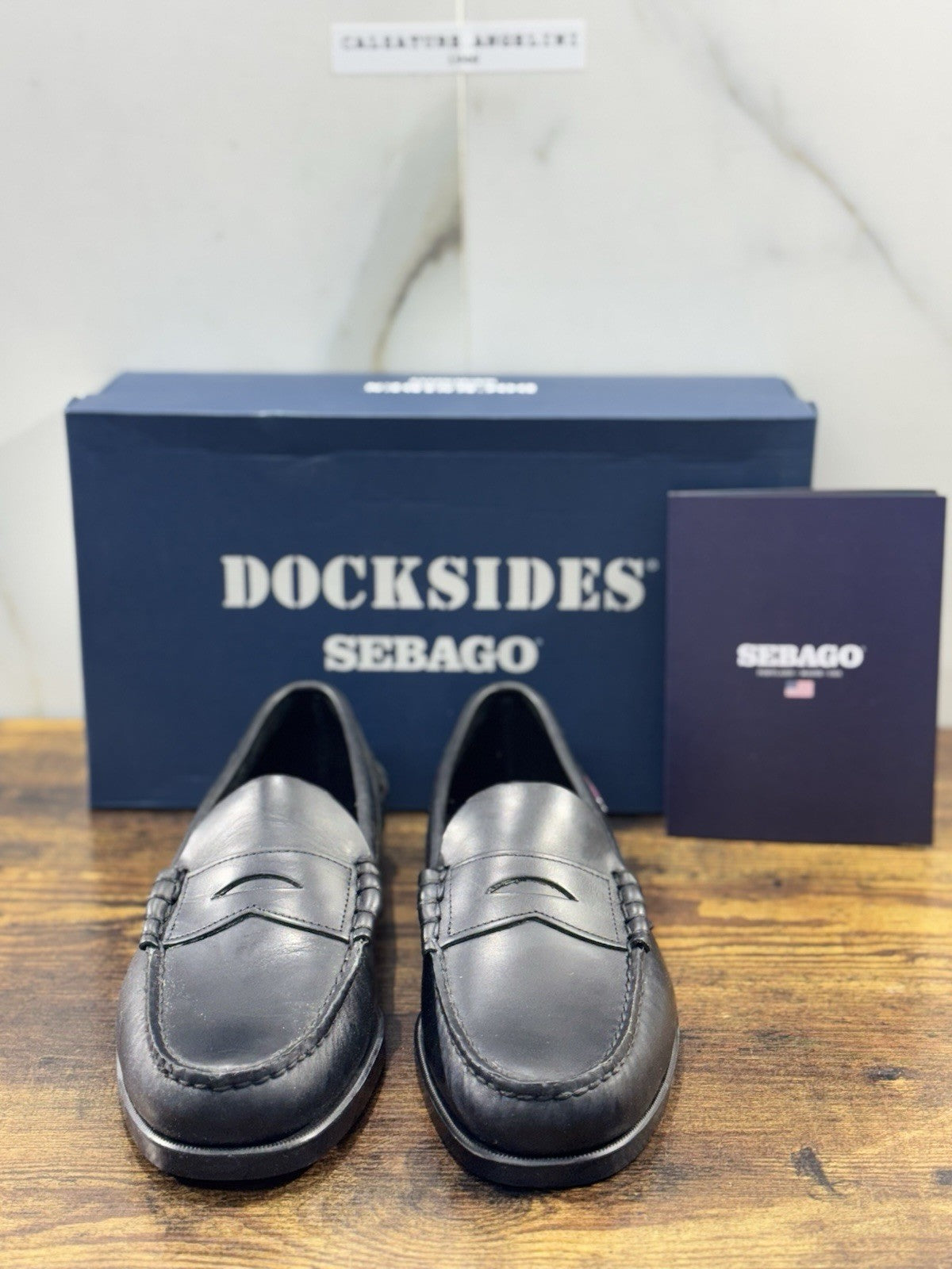 Sebago Dolphin Waxed Mocassino Pelle Nero Icon Sebago Uomo 44.5