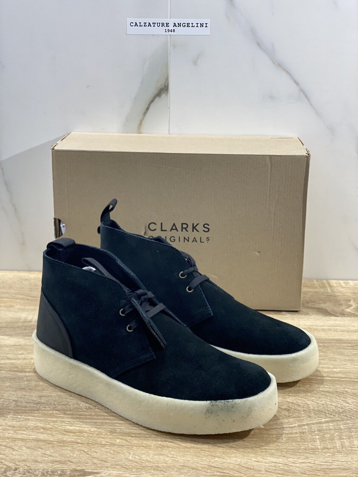 Clarks Original scarpa uomo desert cup pelle nero suede fondo crepe sole 42.5