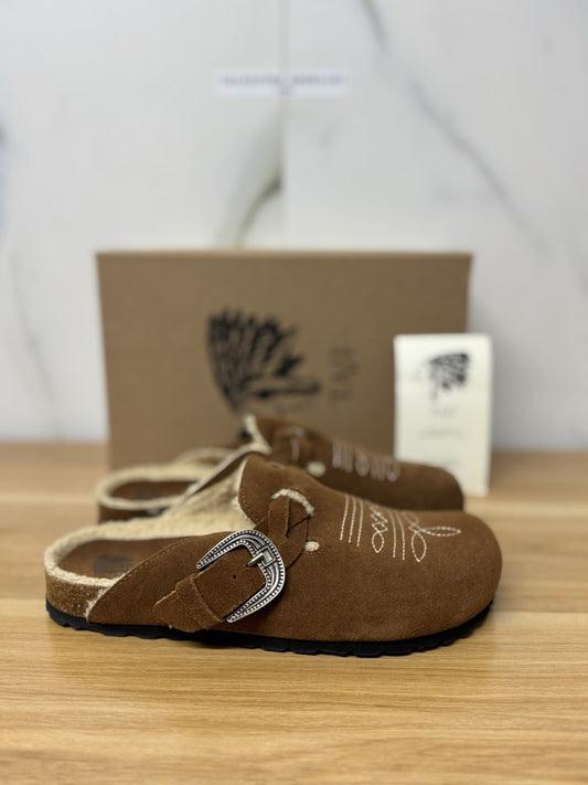 Taji Sabot Texano Pelliccia Interna Casual Suede Tabacco Donna 37