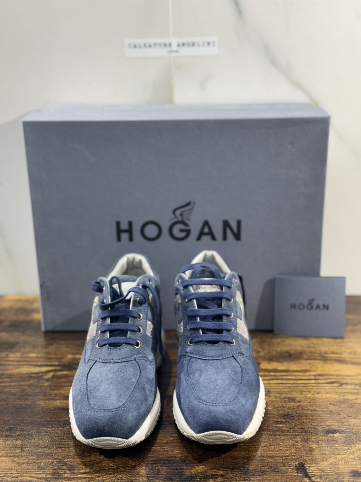 Hogan Interactive Donna Sneaker  H Spezzata Suede Blu Luxury Hogan 35