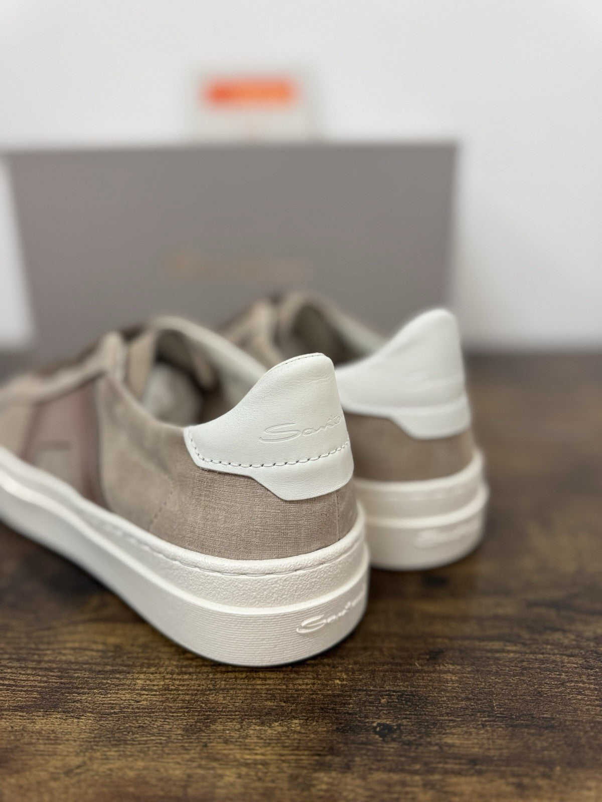 Santoni Sneaker Pelle Beige  Luxury Scarpa Santoni Uomo 41.5