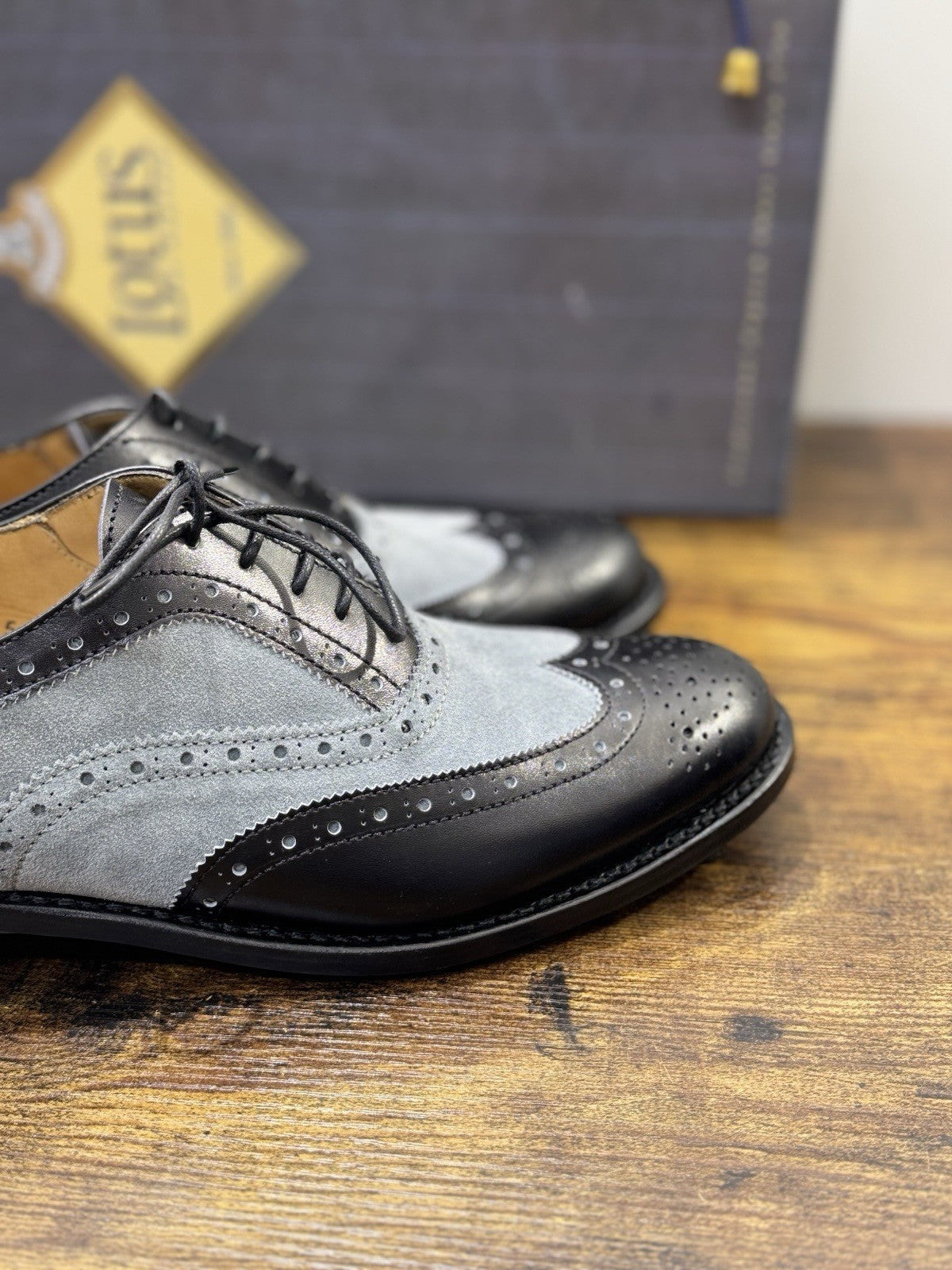 Lotus Of England Stringata Pelle Nera Luxury Goodyear Handmade Scarpa Donna 36