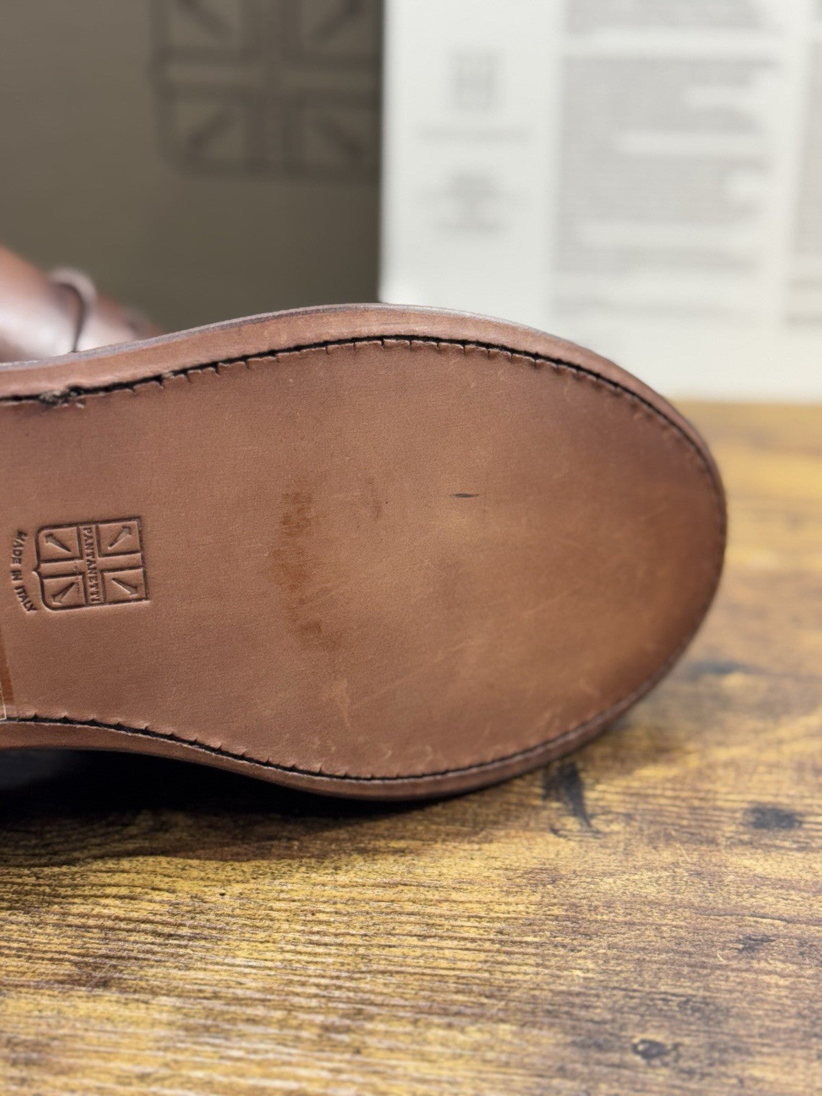 Pantanetti Mocassino Pelle Mandorla Fondo Cuoio Handmade In Italy Uomo 44