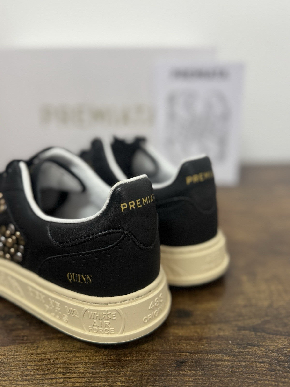 Premiata Quinn    Sneaker Pelle  Nera Borchie Casual Premiata Scarpa Donna 37